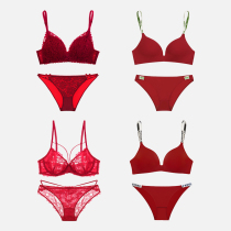 Curious Ladys Life Year Big Red Small Breast Underwear Suit Wedding Woman no steel ring No marks sexy upper bra
