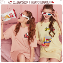 Curious Miss Hello Kitty joint sweet teenage girl Home Sleeping Dress Lady Short Sleeve Pyjamas Woman Summer