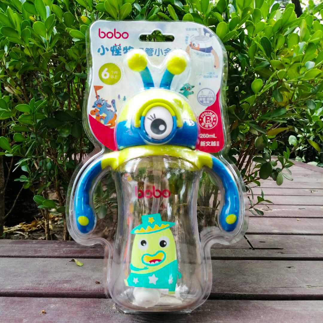 leerbao straw cup baby baby monster drinking cup drop-proof one bottle dual-use gravity ball learning drinking cup
