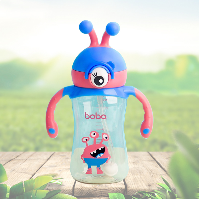 leerbao straw cup baby baby monster drinking cup drop-proof one bottle dual-use gravity ball learning drinking cup