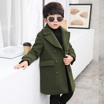 Boys tweed coat coat coat 2020 new Korean version of tide winter dress long thick childrens middle-aged children wool Woolen