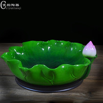 Dehua ceramic lotus leaf fruit plate Buddha offering pan Buddha hall supplies dried fruit plate home crafts ornaments for Buddha fruit plate