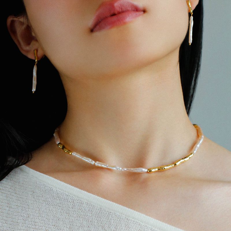 TU JEWELRY 简约长巴洛克牙签珍珠项链耳环手链复古法式颈链耳钉