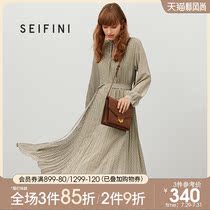 Shi Fan Li Wales check skirt casual temperament wild Korean version of the new v-neck high-waisted Chiffon dress female