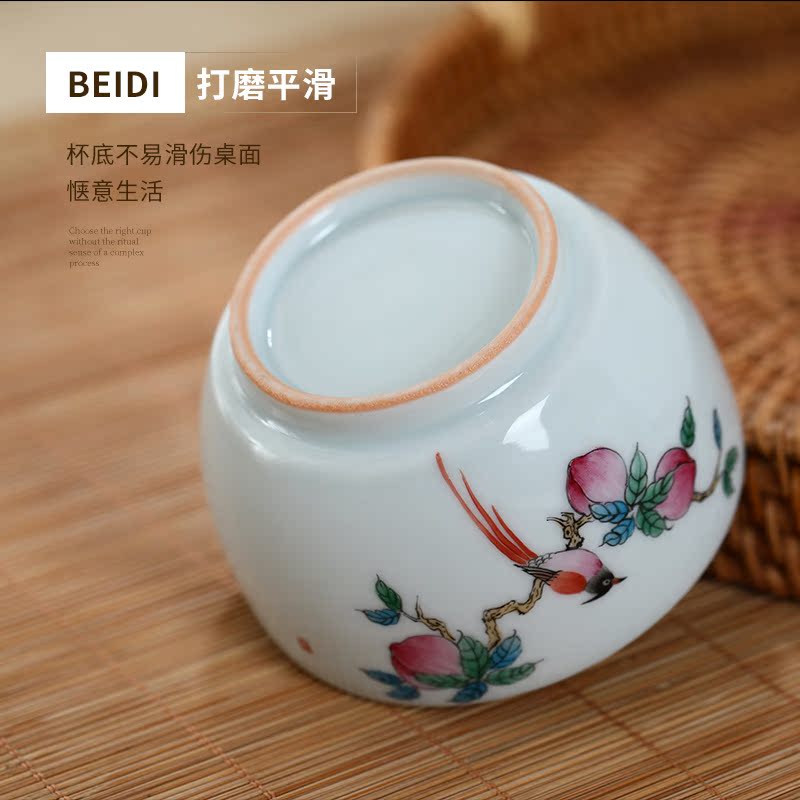 Jingdezhen ceramic powder enamel creative hand - made of pu 'er tea cups household glass and single cup cup kung fu