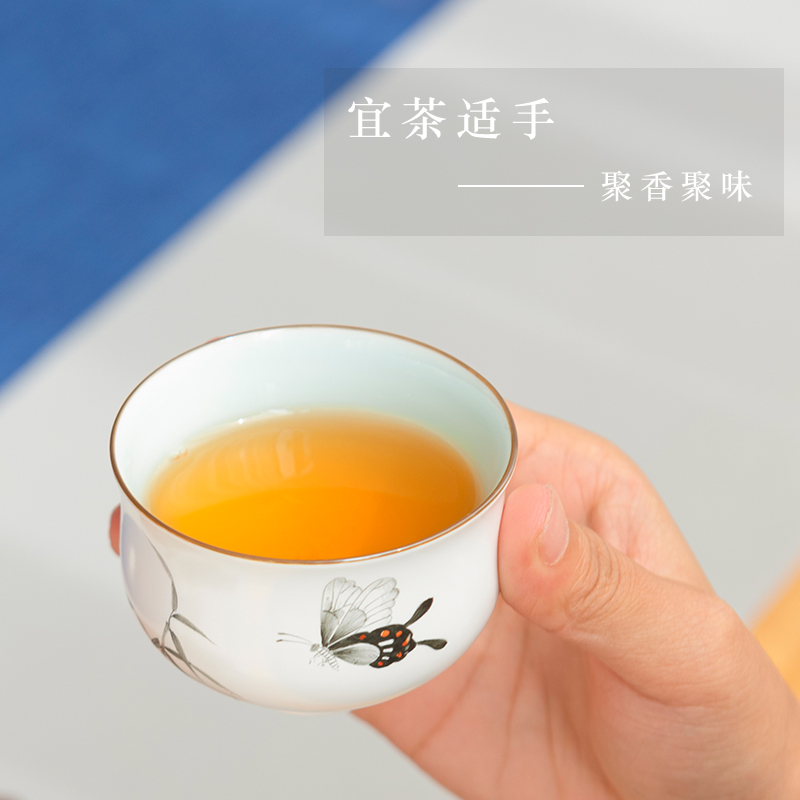 Manual sample tea cup jingdezhen ceramic cups kung fu tea set hand - made pastel master cup by patterns of small single CPU