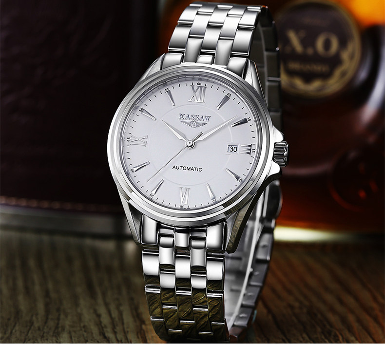 正品 卡梭kassaw k818新款全自动机械表男表精钢带手表男士镂空时尚