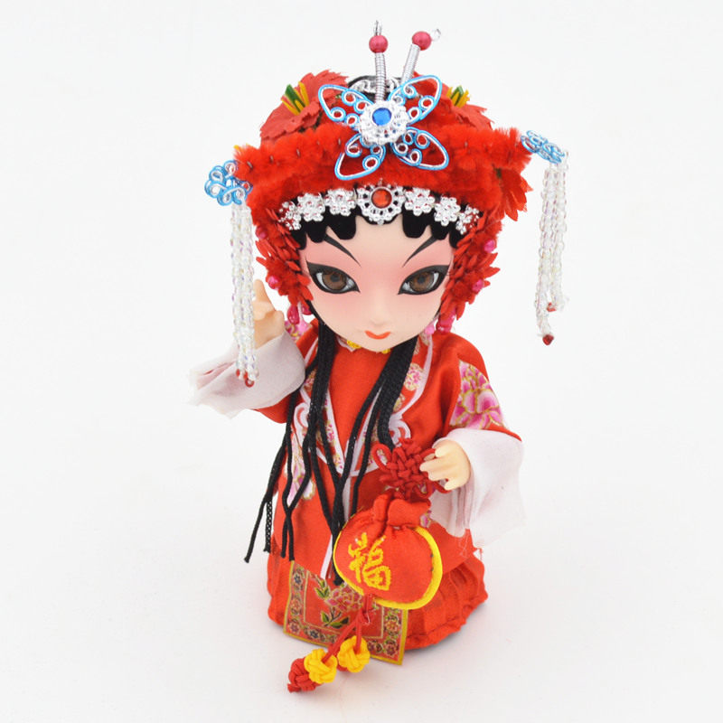 京剧脸谱摆件特色吉祥物绢人娃娃民间手工艺品 送外国人小礼品物