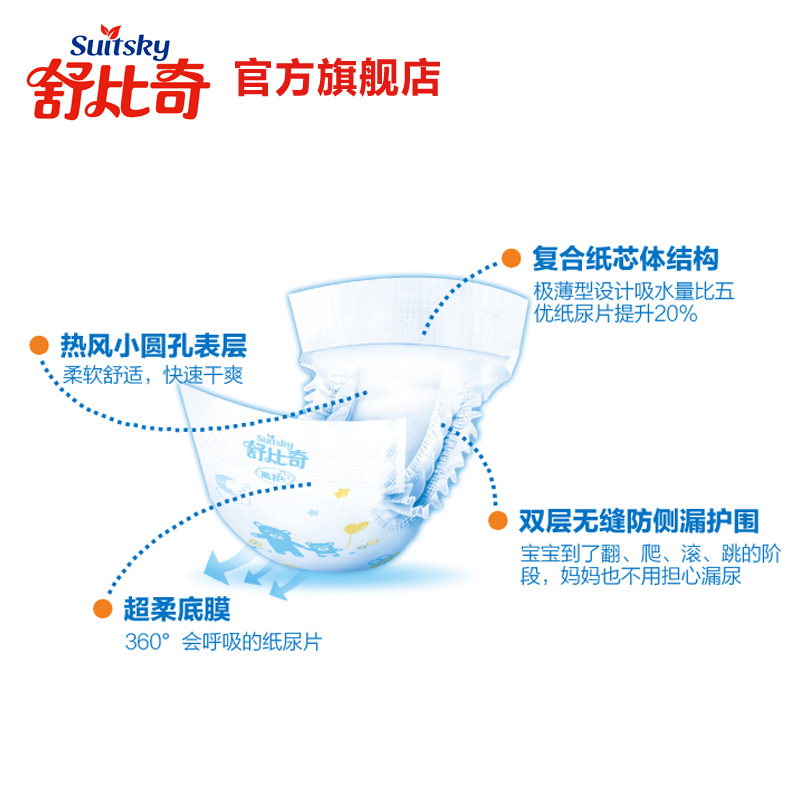 舒比奇高护纸尿片XL 宝宝超薄透气尿片 婴儿尿不湿尿布湿产品展示图3