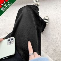 Chenille corduroy pants womens pants autumn and winter small man pipe pants plus velvet thick straight loose wide leg pants