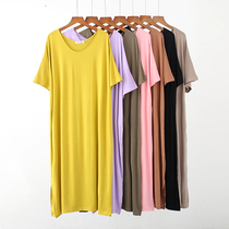 European and American dress womens long mother fat mm plus fat size big size bottom pregnant women short sleeve skirt