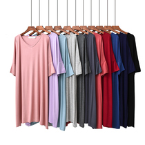 Summer Sleeping Dress Woman Casual Modale Middle Sleeve Home Skirt Short Sleeve Middle-aged Mom Big Code Loose Tandem Dress Pyjamas
