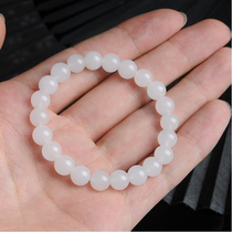 And Tanyu goat fat white jade round pearl bracelet jade bracelet with female hand chain 8mm Yuanzhu jade hand decorated bead chain attaching certificate
