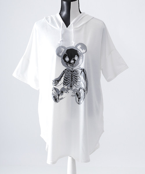 日本代购 含团发运费 drughoney 骷髅大熊 宽松 短袖 连帽衫