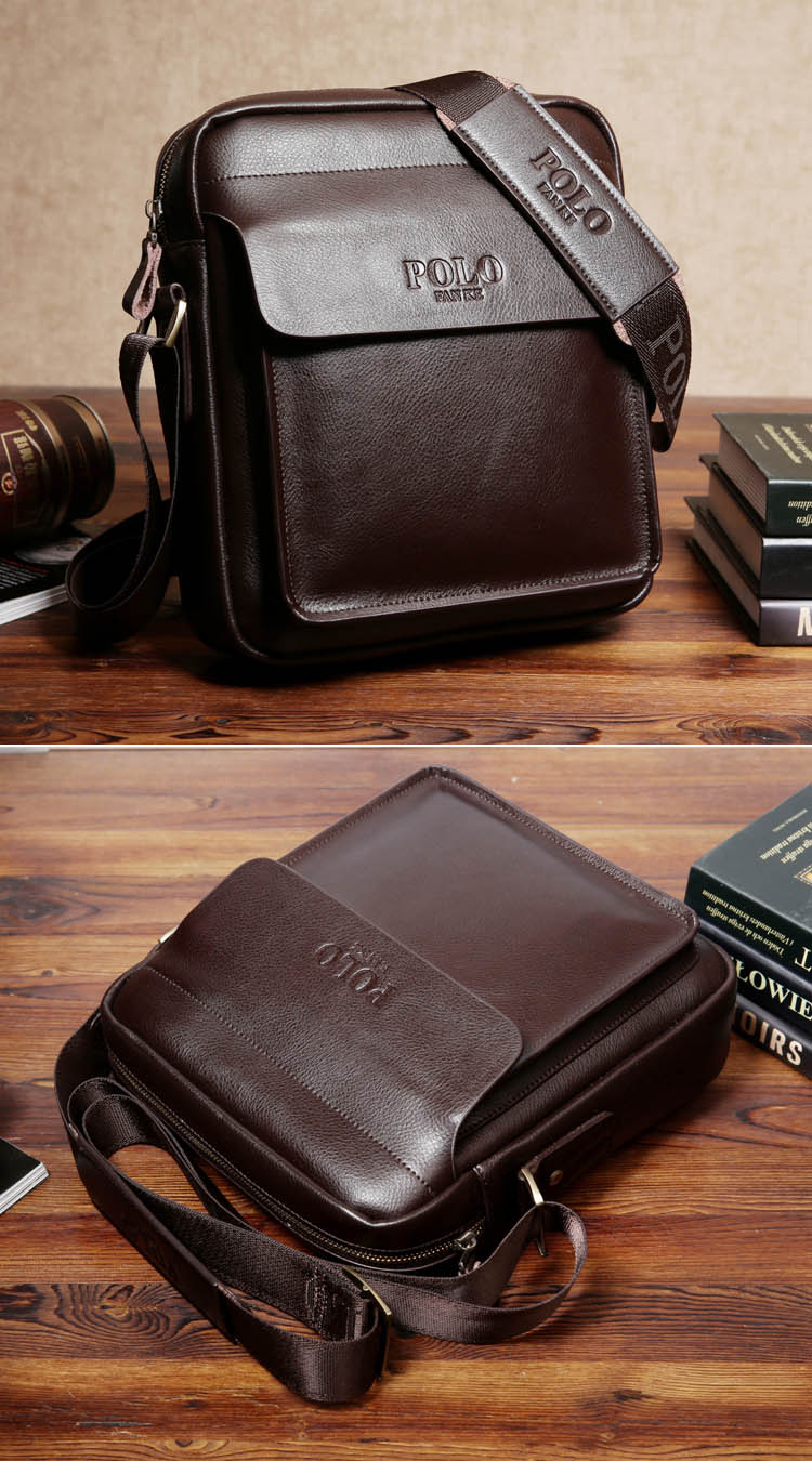 polo真皮男包单肩包头层牛皮休闲商务包男士包包牛皮斜挎包小包