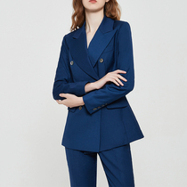 Star Big Brands Fall New Temperament Professional Dress Dark Blue Suit Jacket Sashimi With Small Feet Pencil Pants Suit Woman