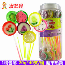 June 1 Creative long stick fruit slice fluorescent lollipop hard candy 20g40 childrens candy snack batch