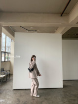 Lonslan homemade spring summer 2021 spring summer rice apricot color irregular blazer + blazer suit wide leg suit