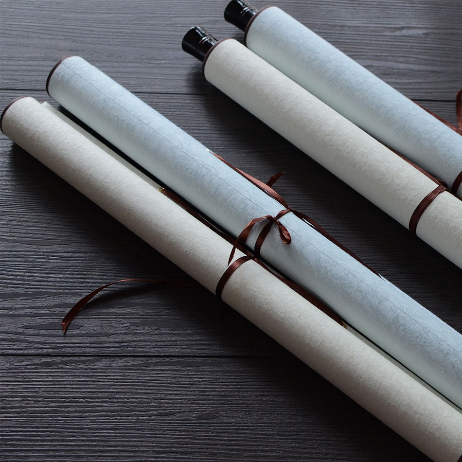 带包首大尺寸宣纸空白画轴卷轴酒店商店国展专用全绫精裱定制批发