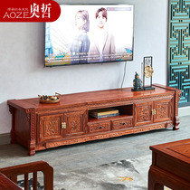 Aozhe mahogany TV cabinet hedgehog red sandalwood Chinese style solid wood floor cabinet Rosewood film and television cabinet living room furniture O03