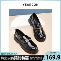 Yercon Black New Inn Wind Small Leather Shoes Fit Dresses Single Shoes JK Shoes Thick Bottom Lefu Shoes Women Spring Autumn