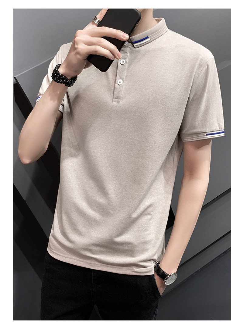 夏季新款男士短袖翻领t恤 韩版休闲纯色男短袖polo时尚净色广告衫