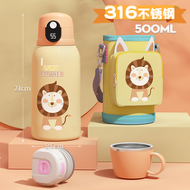 316 stainless steel Childrens thermos cup upgrade double lid sip Cup cute cartoon students thermos cup with warm Display