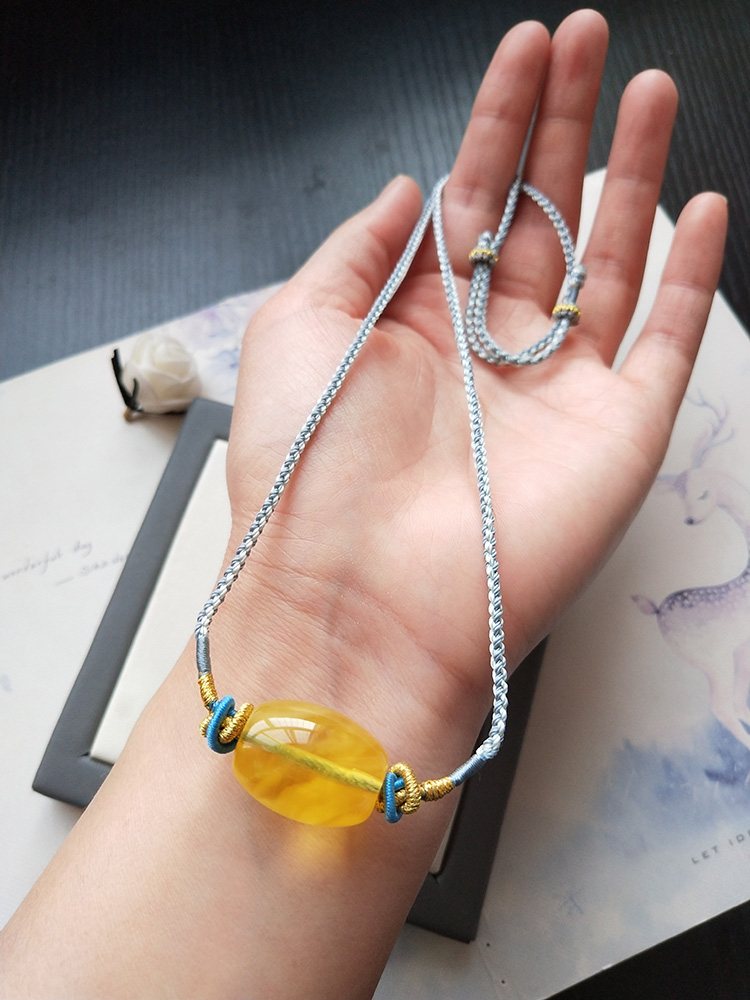 天然蜜蜡桶珠 老型锁骨链 手工编织多宝文艺复古颈链气质饰品原创