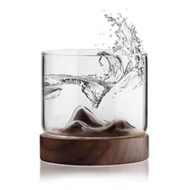 Mountain Cup Day Style Creative Thickening of Heat Resistant Transparent Glass Cups Tea Drinking Cup Small Mountain Wood Towhisk Whisk Wine Glasses