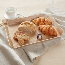 Bamboo-Wood Cake Baking Bread Pan Rectangular double-ear handheld tray Upper vegetable tray European-style home fruit tray
