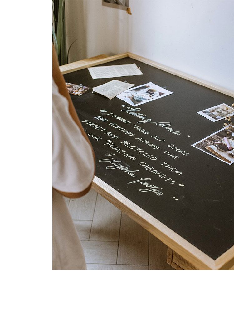 掬涵 实木外框黑板磁性吸铁北欧简约现代留言记事板家用儿童装饰