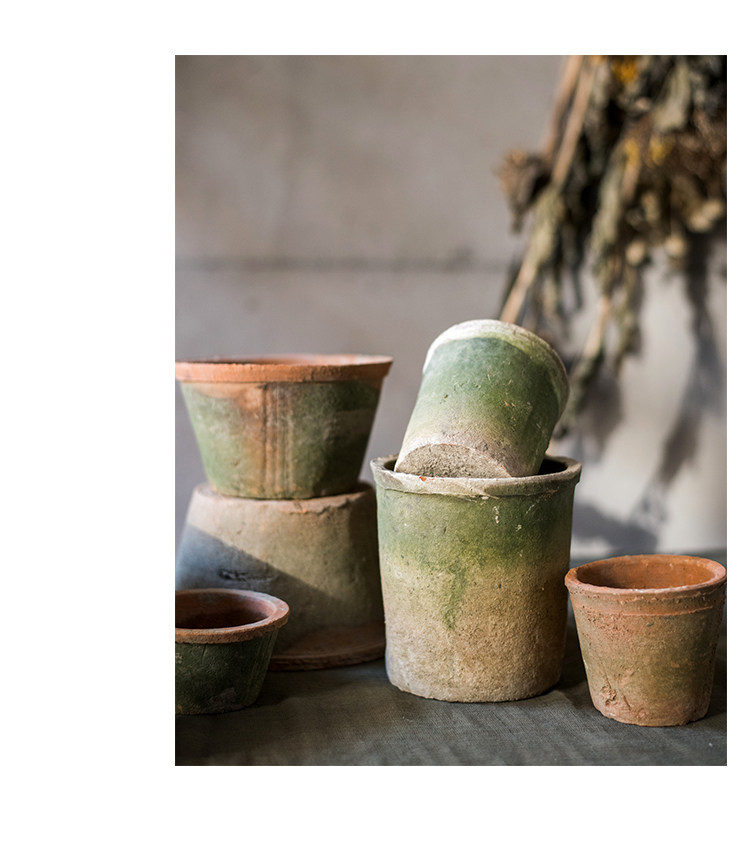 自然生长青苔红陶花盆 素朴日式风格种植器皿杂货花园