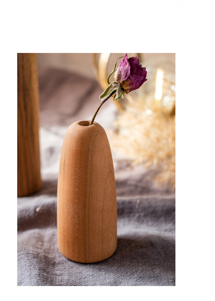 实木花瓶花器摆件花插香插复古客厅餐桌装饰手工木质工艺品
