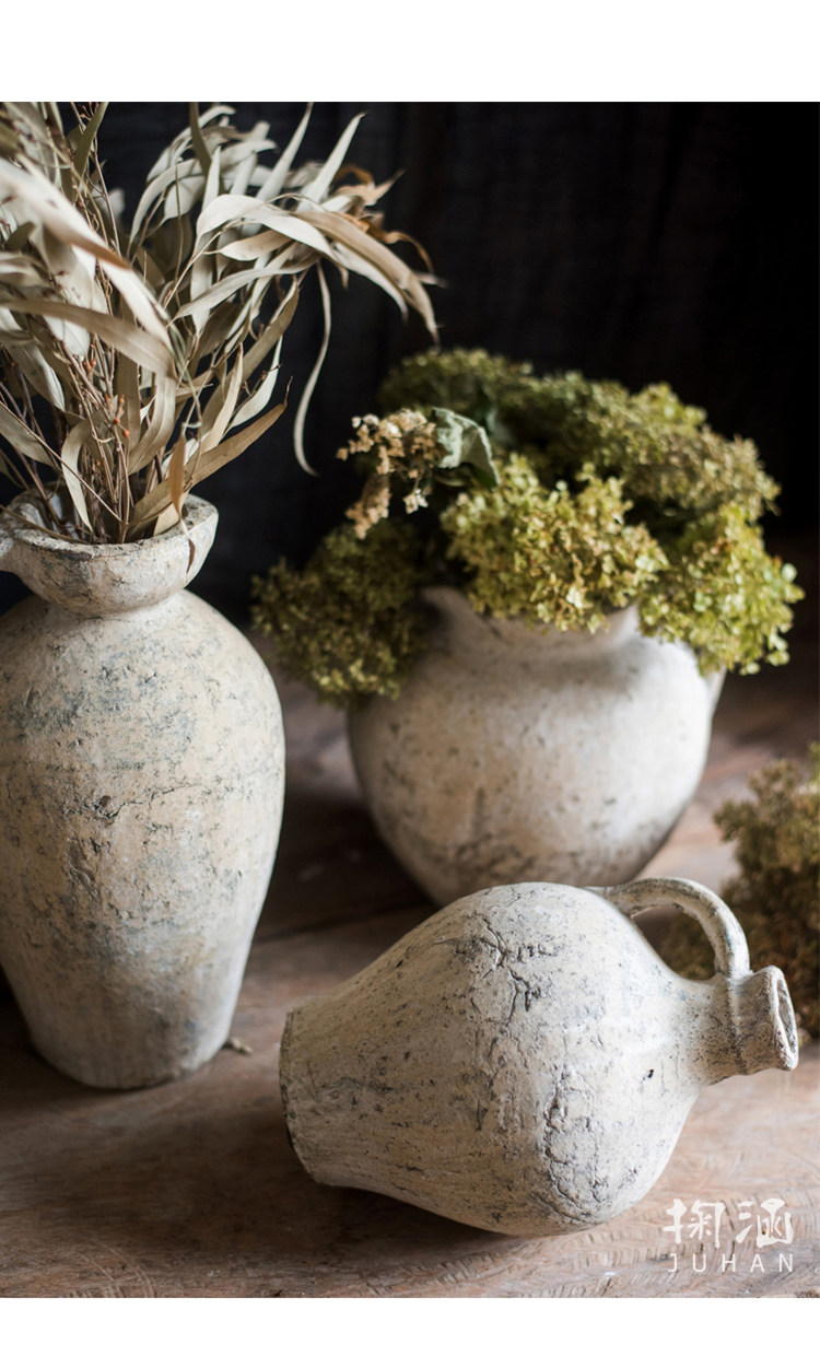 庞贝余晖系列 手工艺术红陶土陶罐 花瓶花器装饰器皿摆件