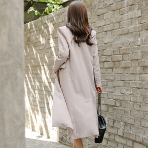 Collar single breasted long coat dress two piece suit