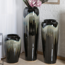 Jingdezhen ceramic pottery jar dried flower vase color glaze modern simple decoration floor-to-ceiling flower arrangement decoration home living room