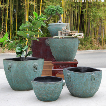 Jingdezhen coarse pottery ceramic fish tank Lotus tank Water lily basin Bowl lotus basin Turtle tank Water tank goldfish tank running water ornaments
