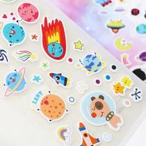 Happy PET Planet Sticker Hand Tent Diy Material Ins Art Cute Boy Girl Starry Sky Sticker Diy Sticker
