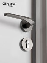 Gojazz Eurostyle Indoor Room Door Lock Modern Brief Split Magnetic Suction Wire Drawing Grey Bedroom Door Handle Silent Lock