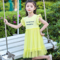 Flower childrens clothing (over 48 yuan) childrens summer dress Foreign color lace net gauze princess dress 0101