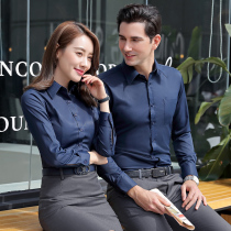 Spring and autumn bank professional dress formal shirt men and women with the same long-sleeved slim-fit top 4s hotel work overalls