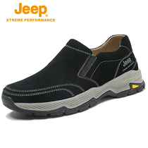 jeep mens shoes winter plus velvet middle-aged and elderly dad shoes one pedal lazy walking shoes soft bottom non-slip father shoes