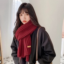 Scarves Women Winter Cute Teenage Girl Han Edition 100 Hitchins Tide Students Knit Wool lovers Red Neck Day Ensemble