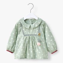 Autumn and winter baby sweet lady cotton and linen waterproof coat girl Anti-dressing baby meal bib childrens painting clothes