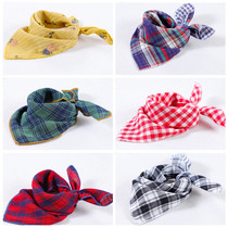 Spring and autumn thin cotton yarn square scarf baby triangle scarf baby scarf Plaid children scarf handkerchief