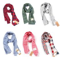 Autumn and Winter Childrens scarf Korean cotton double cotton plaid long scarf parent-child baby gauze soft scarf