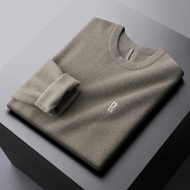 Light and luxurious casual embroidered mens round neckline sweaty autumn winter youth Body Thicken warm imitation minke velvety knit weaters