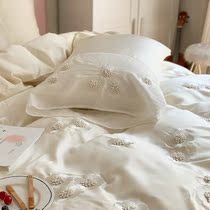 Black student Four Seasons high and low bed naked bed three-dimensional flower four-piece purple quilt wedding animation dormitory