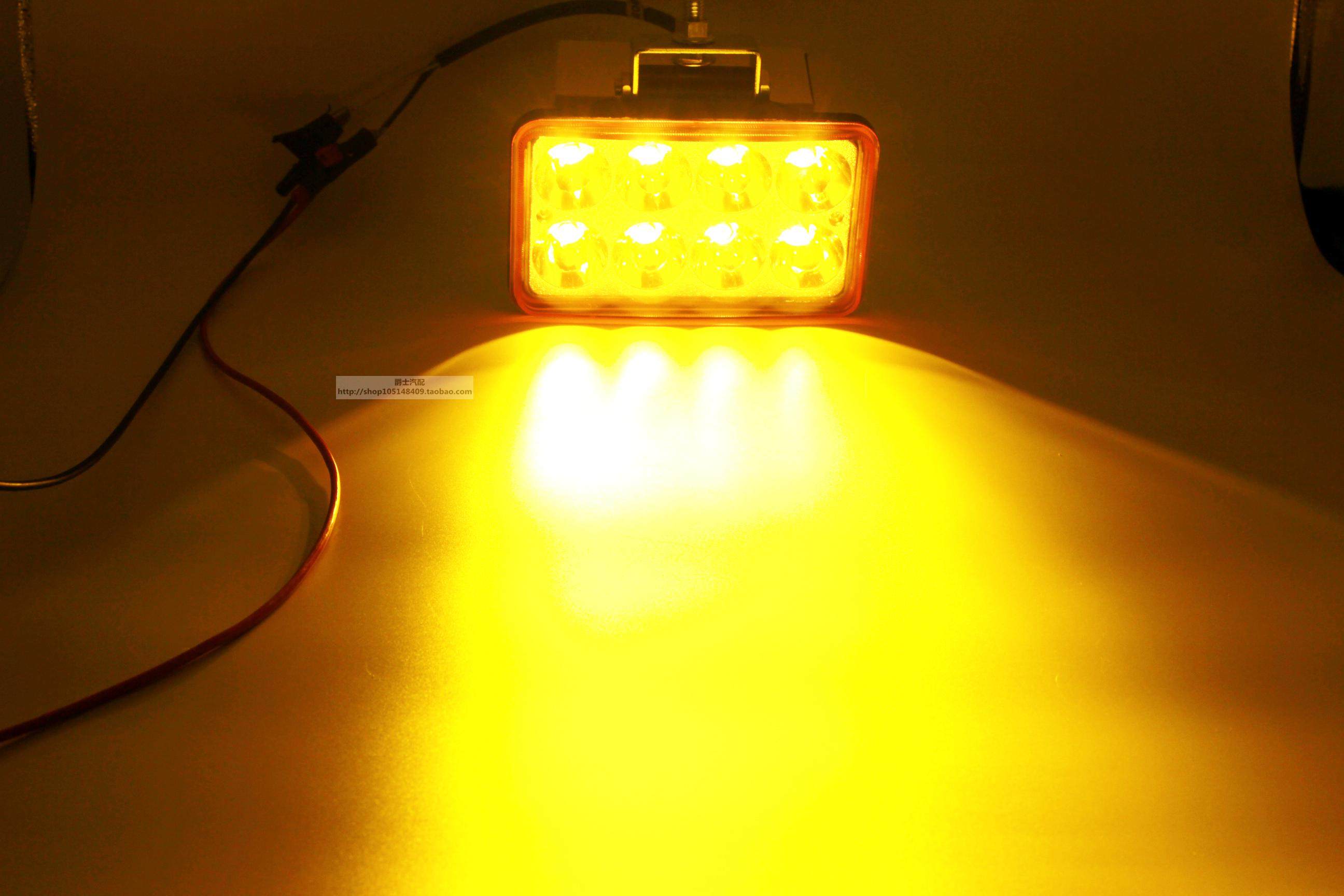 汽车led射灯改装灯货车强光辅助灯顶灯雾灯黄光12v24v4寸方前大灯