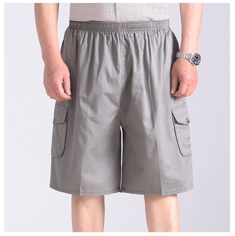 爸爸短裤夏季中老年男裤松紧裤宽松沙滩裤休闲加大马裤老爸五分裤